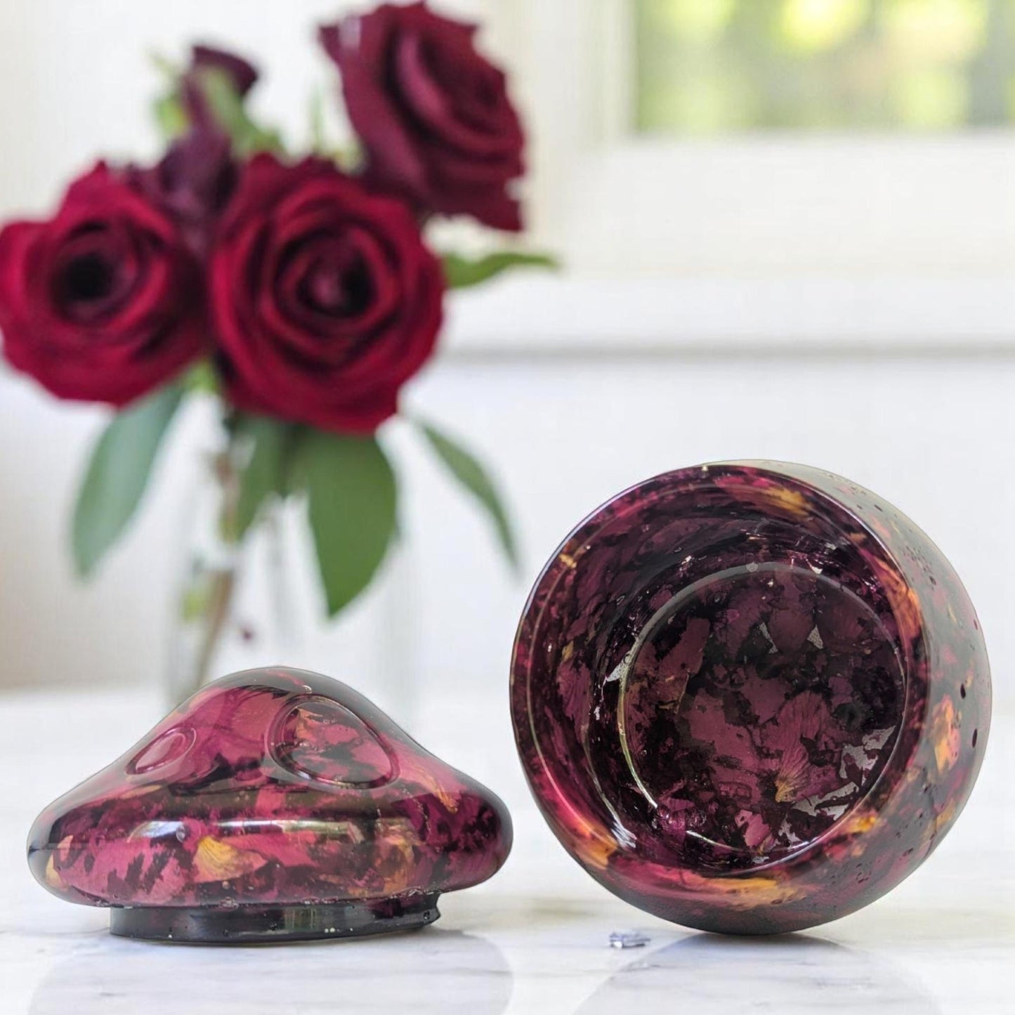 Real Dried Rose Petals Floral Mushroom Jar