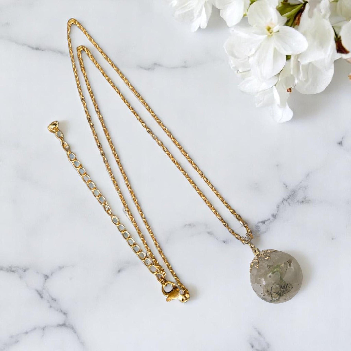 Dried Bradford Pear Flower Necklace