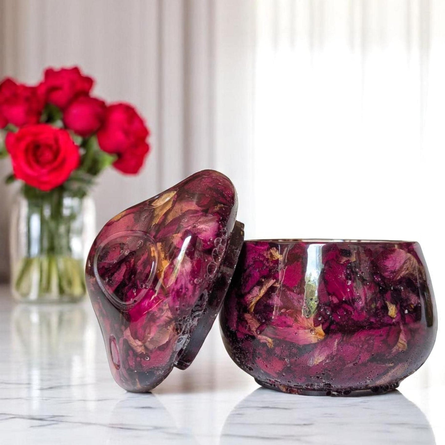 Real Dried Rose Petals Floral Mushroom Jar