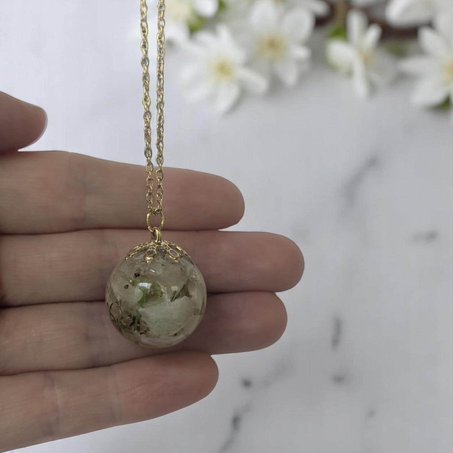 Dried Bradford Pear Flower Necklace
