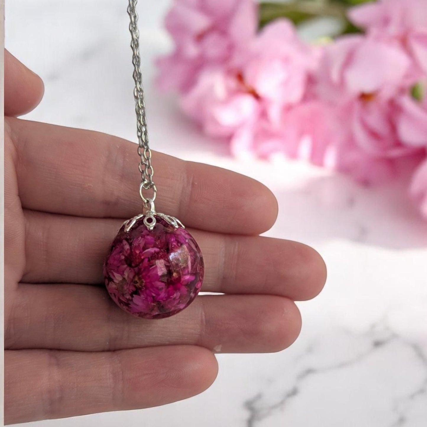Real Dried Daisy Flower Pendant Necklace