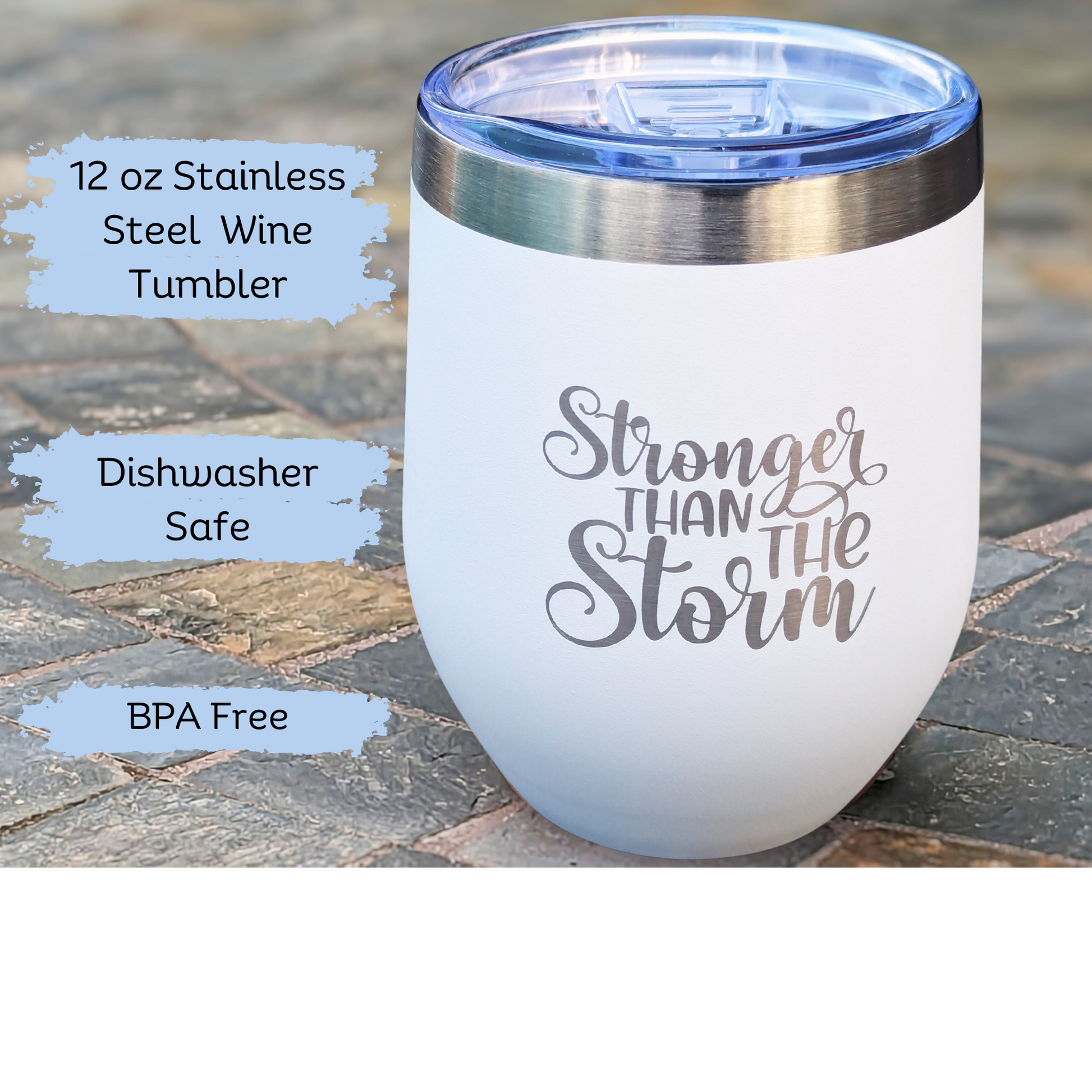 12 oz Stainless steel white tumbler included in women's self-care gift box