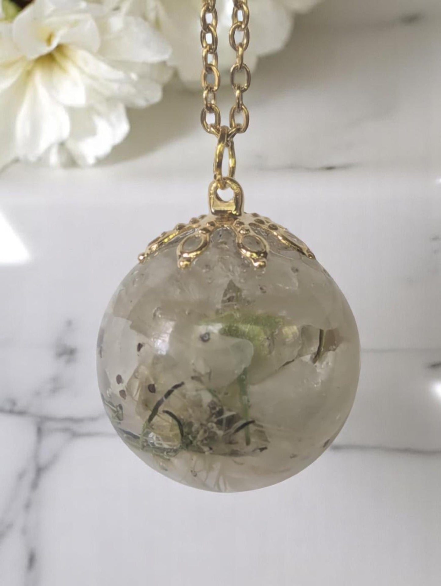 Dried Bradford Pear Flower Necklace
