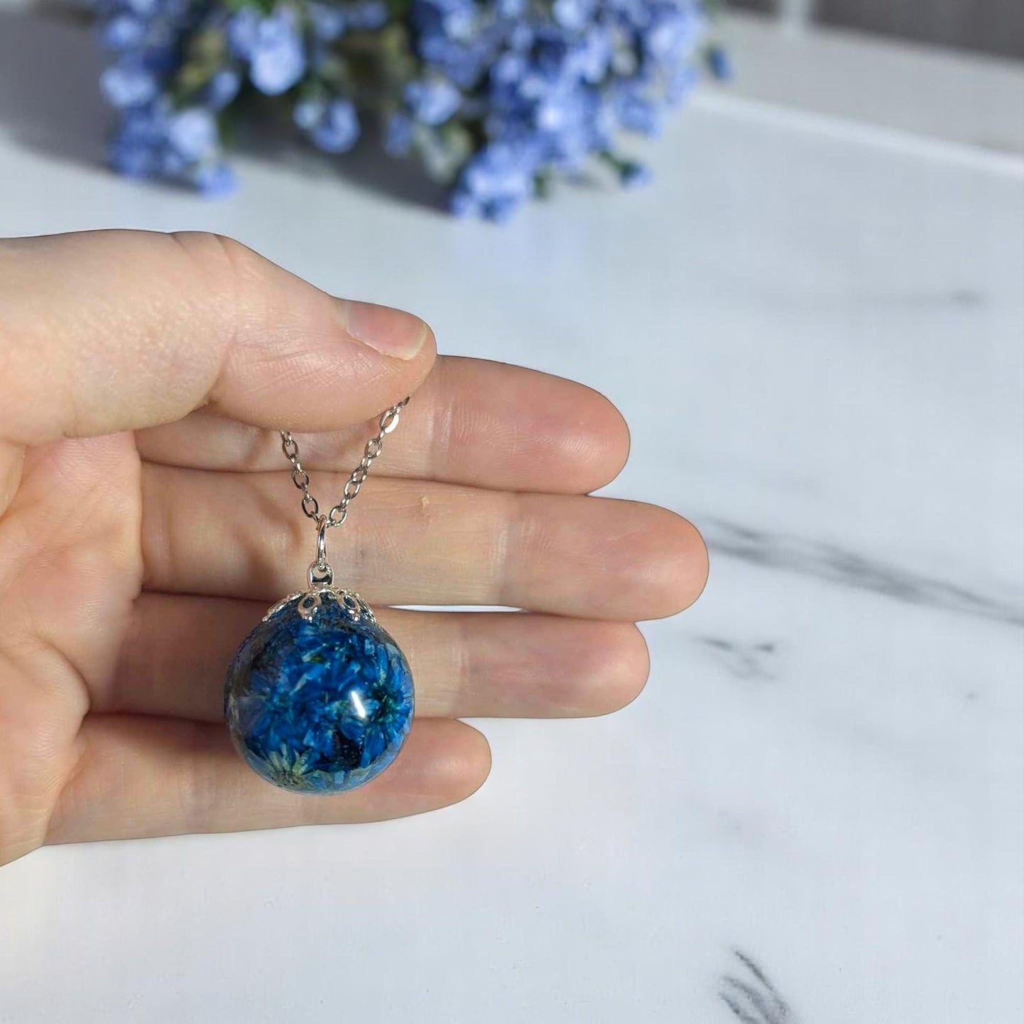 Real Daisy Flower Pendant Necklace