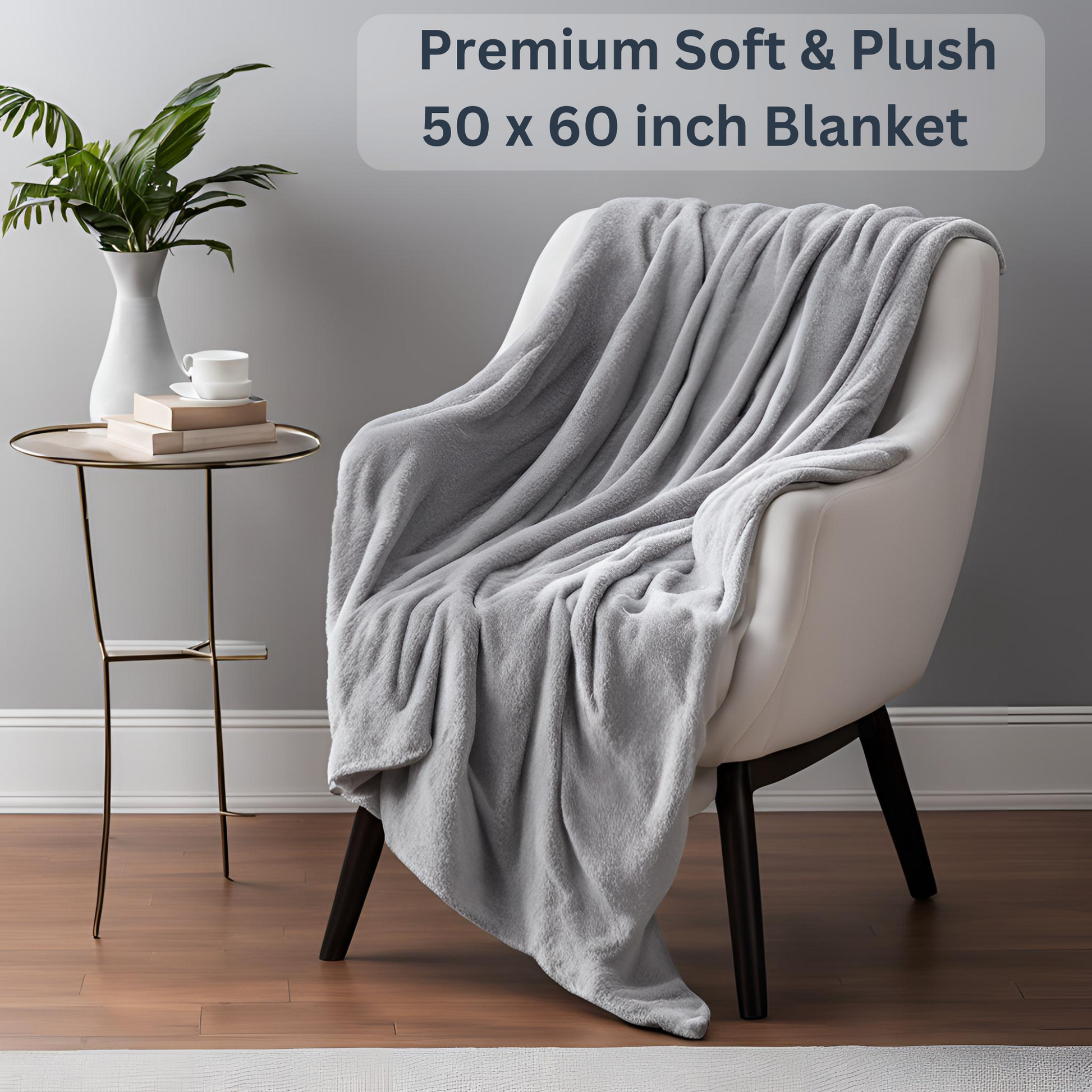 Soft and cozy grey 50 x 50 inch blanket included in women's get well gift box for comfort and self-care
