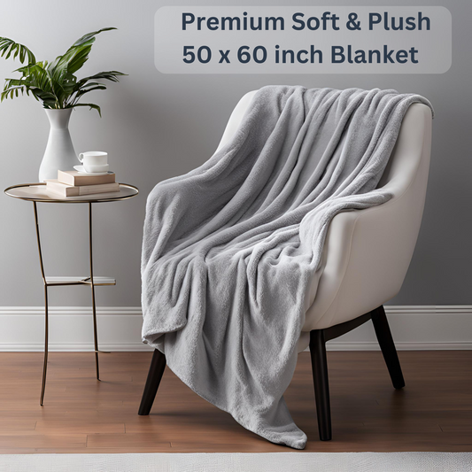 Soft and cozy grey 50 x 50 inch blanket included in women's get well gift box for comfort and self-care