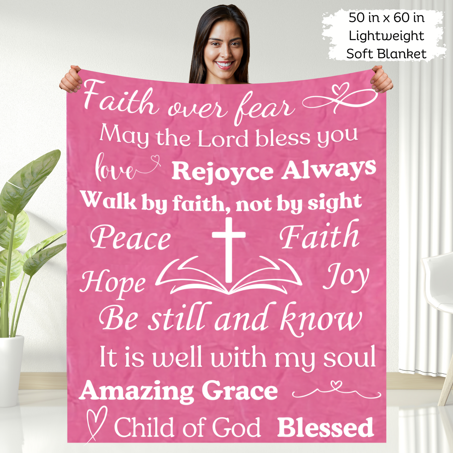 be Still and Know Psalm 46:10 pink blanket included in Christian faith gift box for women – cozy religious gift