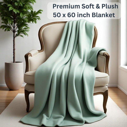 Soft and cozy sage green blanket included in women's get well gift box for comfort and self-care