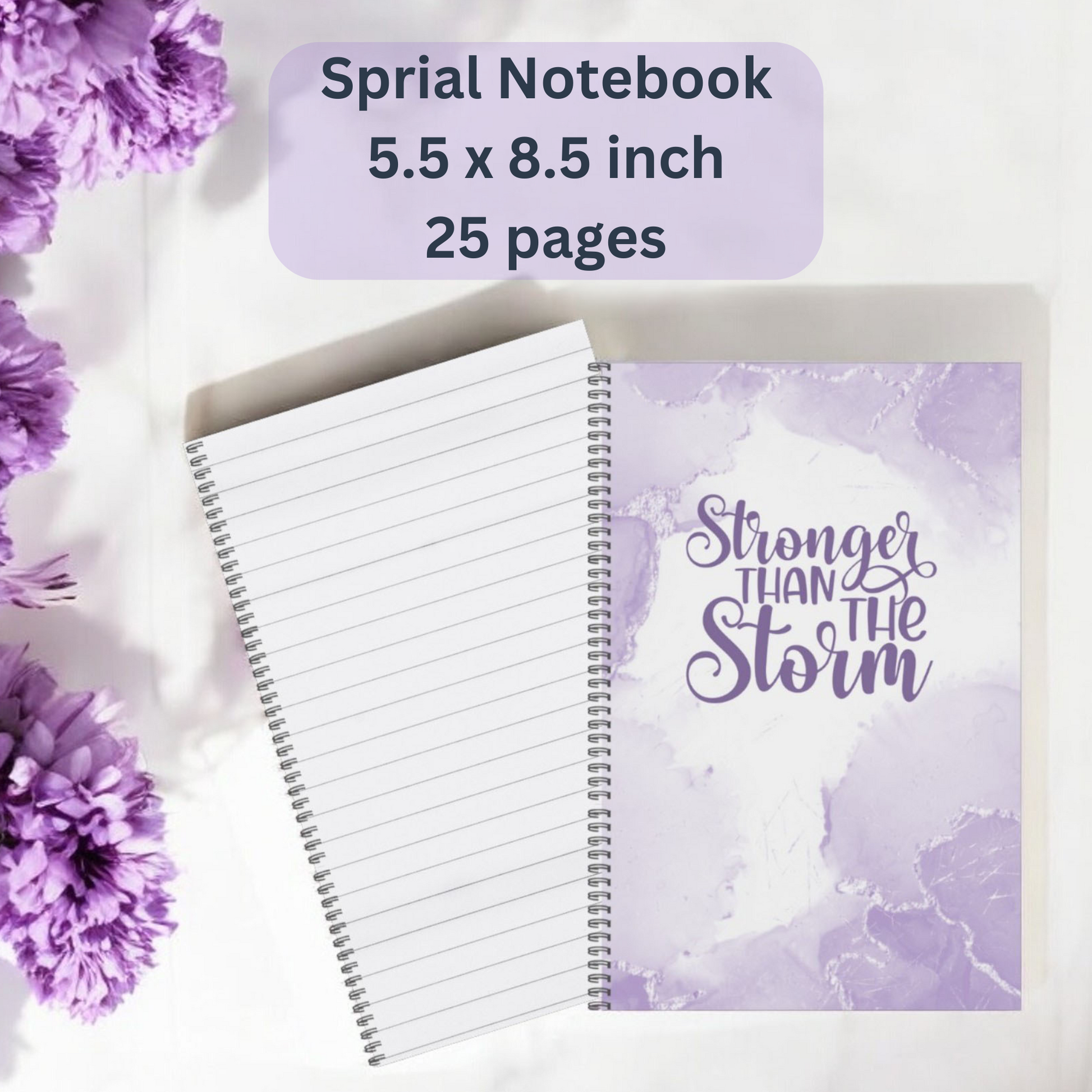 Notebook with motivational message included in Stronger Than The Storm recovery and support gift box for women