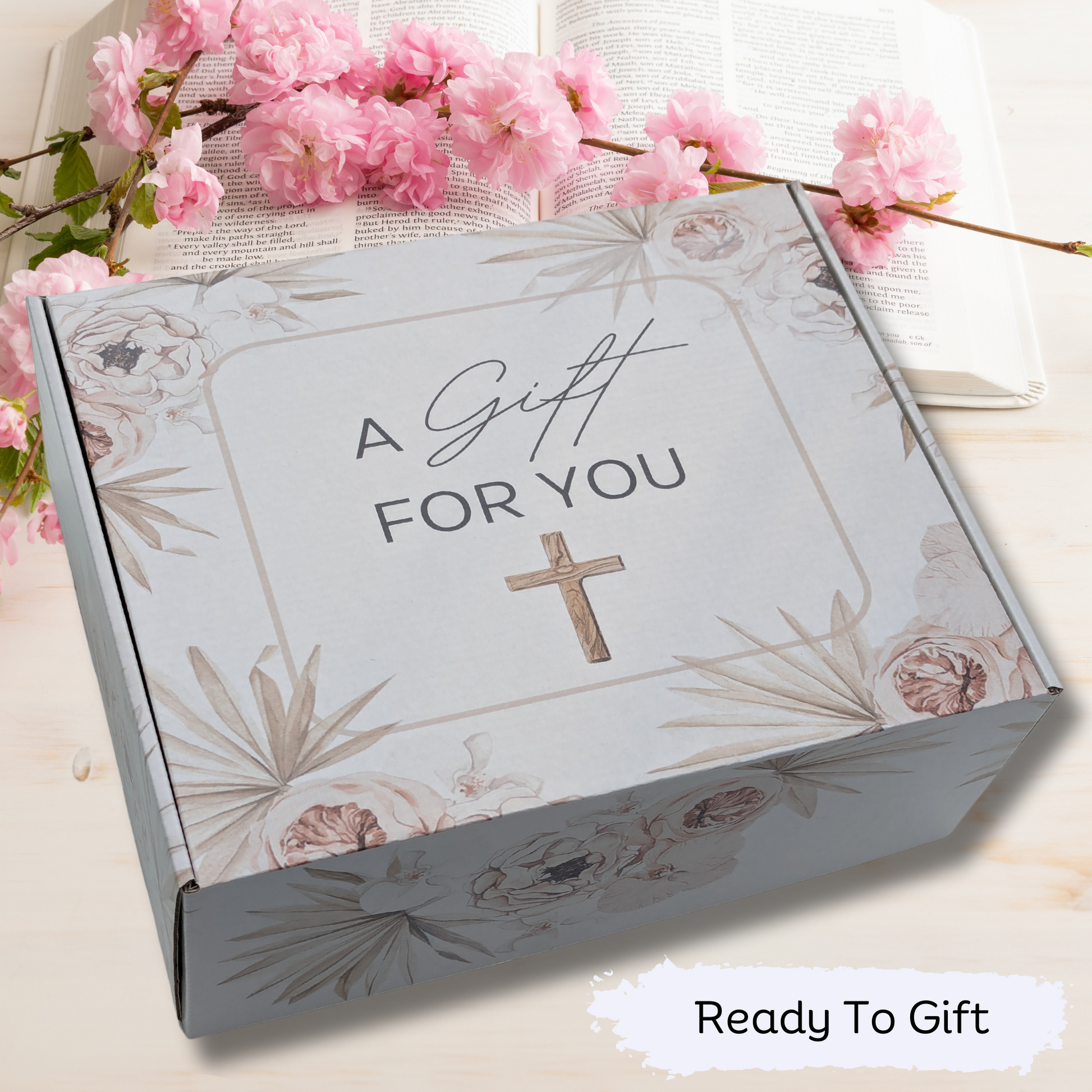 Beautifully packaged Be Still and Know Christian gift box for women – faith and encouragement gift set