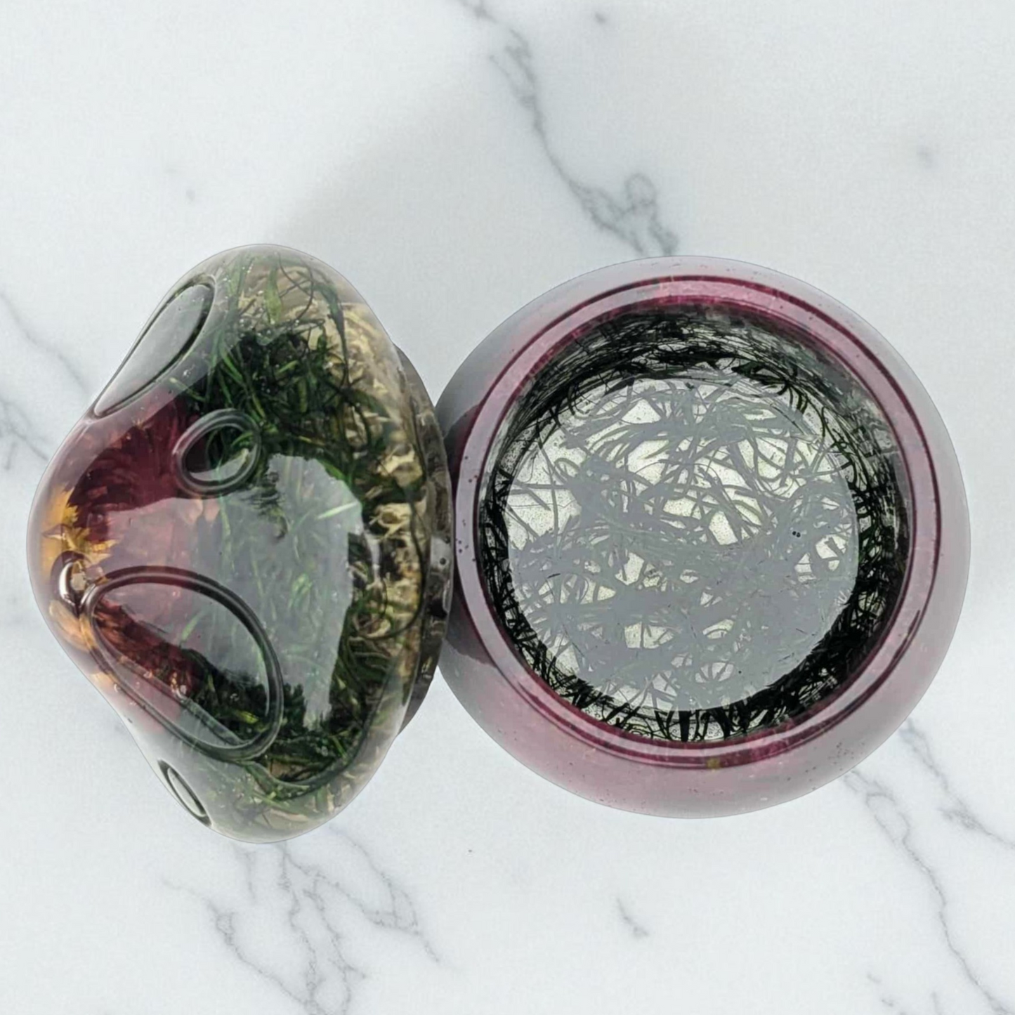 Resin Mushroom Trinket Jar with Real Moss & Dried Flowers – Handmade Nature-Inspired Storage Box