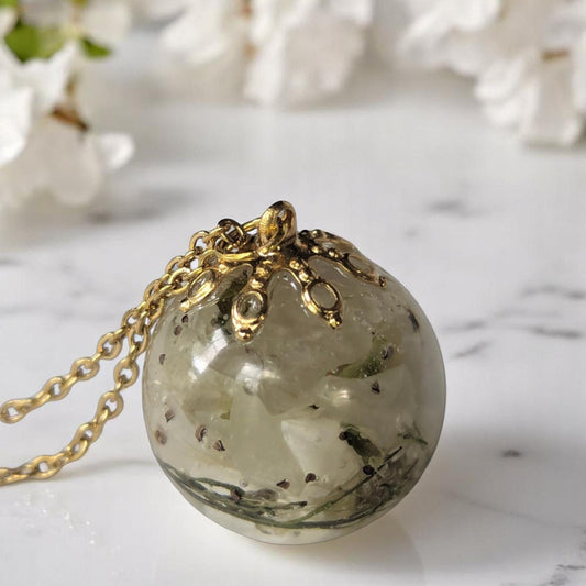 Dried Bradford Pear Flower Necklace