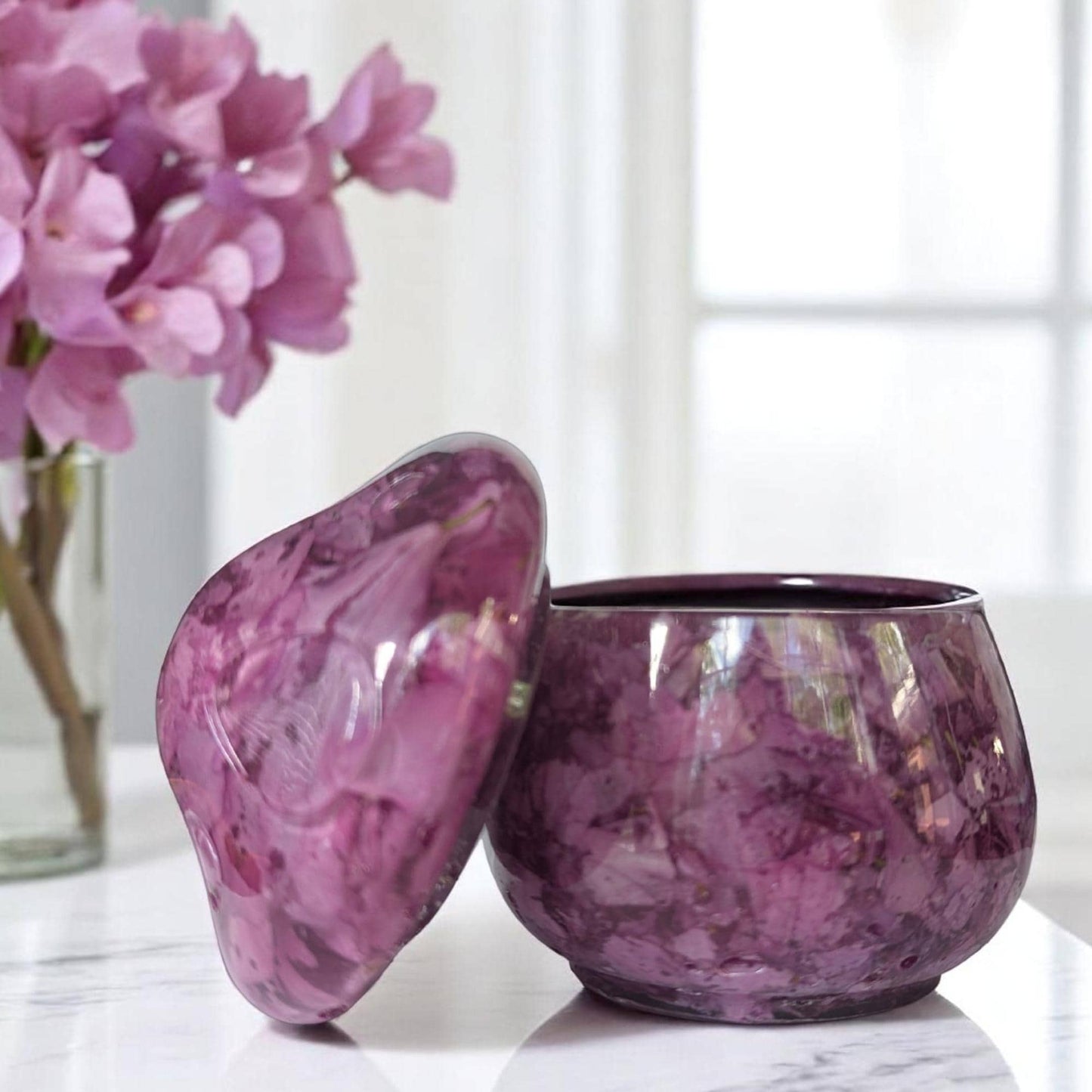 Real Dried Azalea Flowers Mushroom Jar