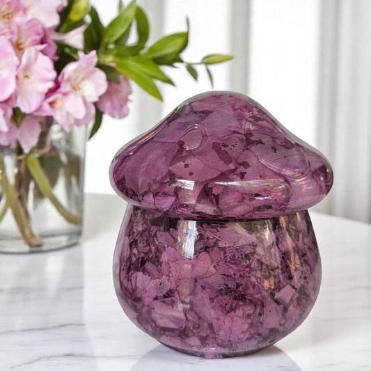 Real Dried Azalea Flowers Mushroom Jar