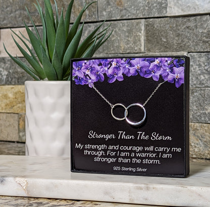 Sterling Silver Necklace – Inspirational Jewelry with Interlocking Infinity Circles - Encouragement, Recovery Gift