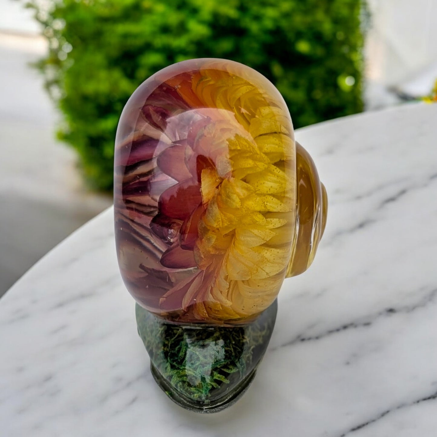 Small resin snail keepsake on a marble table – unique handmade nature-inspired gift