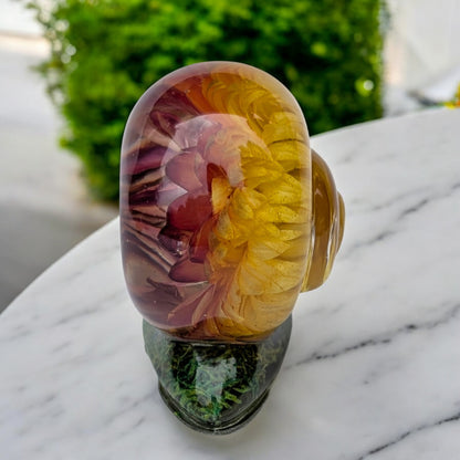 Small resin snail keepsake on a marble table – unique handmade nature-inspired gift
