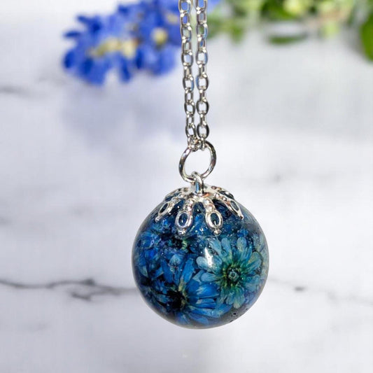Real Daisy Flower Pendant Necklace