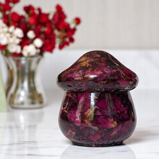 Real Dried Rose Petals Floral Mushroom Jar