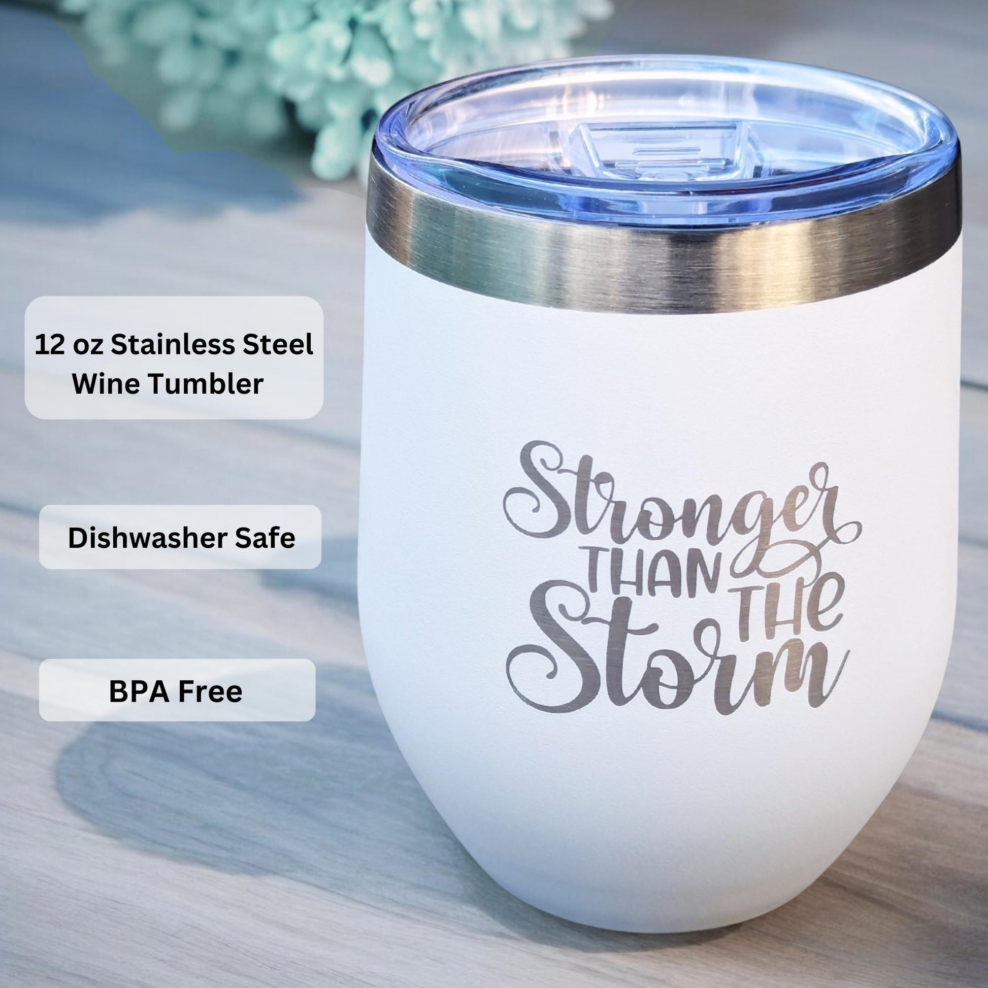 12 oz Stainless steel white tumbler included in women's self-care gift box