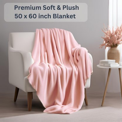 Soft and cozy pink blanket included in women's get well gift box for comfort and self-care