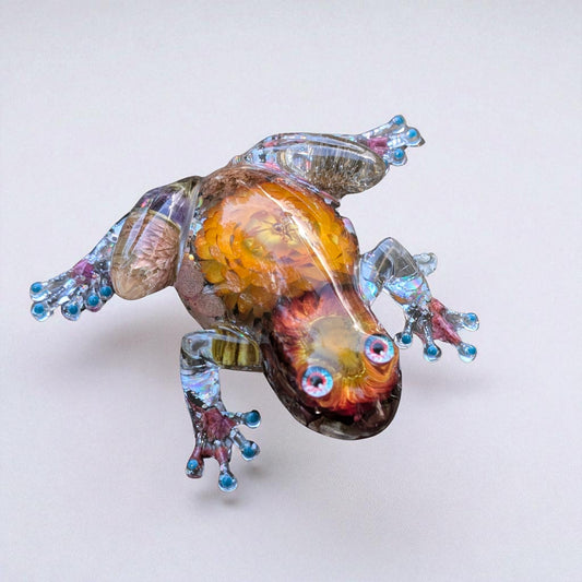 Resin Frog Figurine with Real Flowers | Handmade Frog Decor | Nature Inspired Gift for Frog Lovers